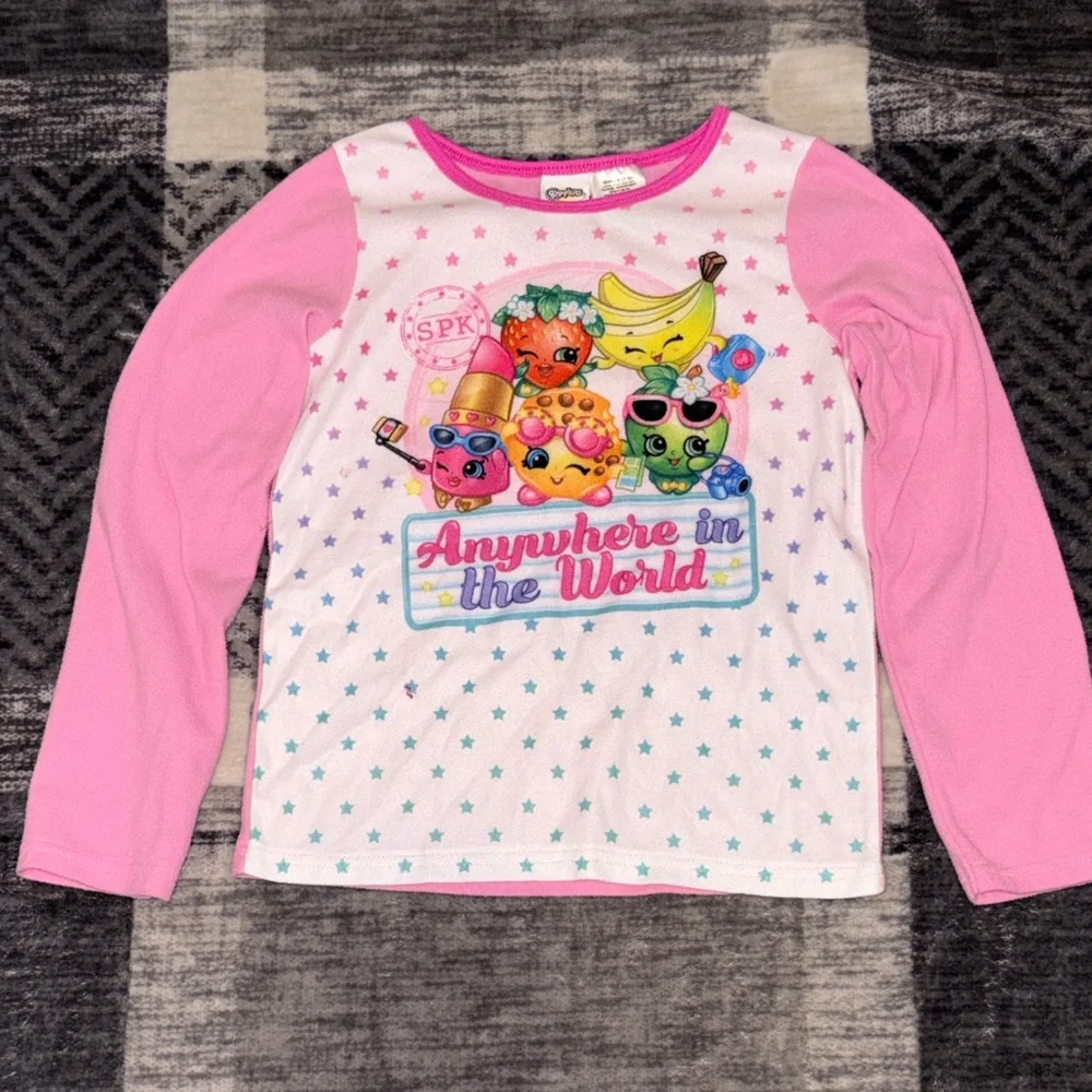 Shopkins Pink Pajama Set with Colorful Characters